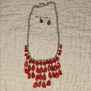 Orange necklace & matching earrings
